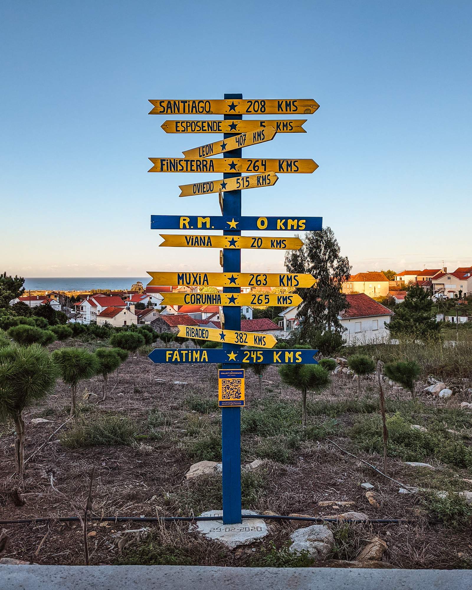 Signpost on the Camino Portugues coastal route