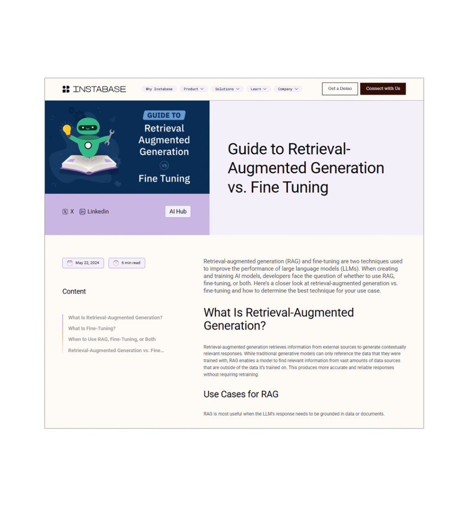 Guide to Retrieval-Augmented Generation vs. Fine Tuning